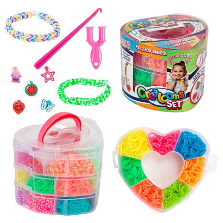 Toi-toys telar banda 2700 piezas con accesorios en caja de almacenamiento de corazón