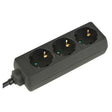 3-way power strip with earthed cable length 1.5 meters black