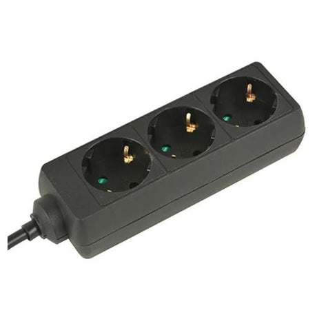 3-way power strip with earthed cable length 1.5 meters black