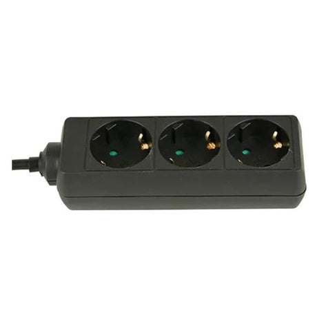 3-way power strip with earthed cable length 1.5 meters black