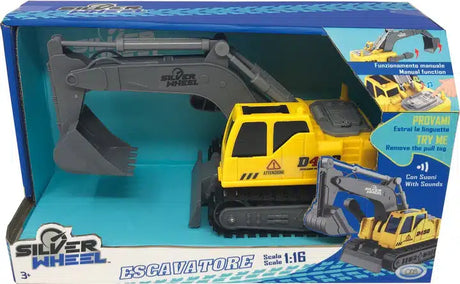 Tienda online de excavadoras de ruedas plateadas con sonidos.