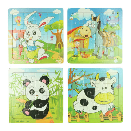 Puzzle de madera con animales, 16 piezas.