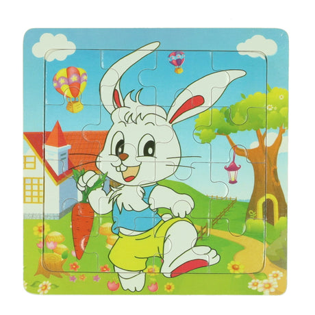 Puzzle de madera con animales, 16 piezas.
