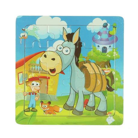 Puzzle de madera con animales, 16 piezas.