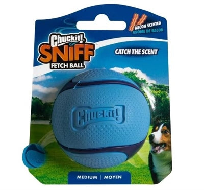 Chuckit Sniff Fetch Ball Bacon Scent Azul