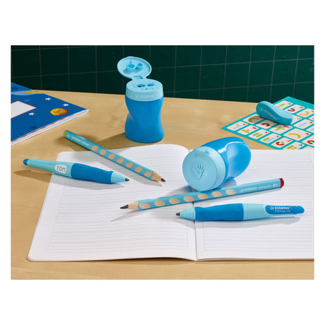 Stabilo easysharpener - sacapuntas 3 en 1 - izquierdo - azul