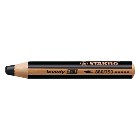 Stabilo woody 3 en 1 - lápiz de color multitalento - negro