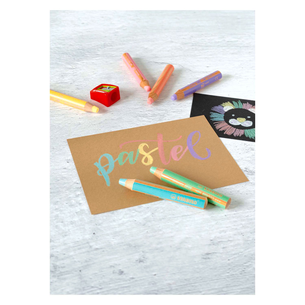 Stabilo woody 3 en 1 - lápiz de color multitalento - rosa pastel