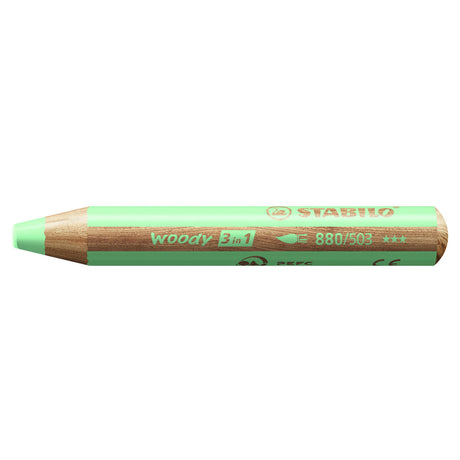 Stabilo woody 3 en 1 - lápiz de color multitalento - verde pastel