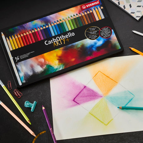 Stabilo carbothello - lápiz color lima pastel - juego de metal 12 piezas.