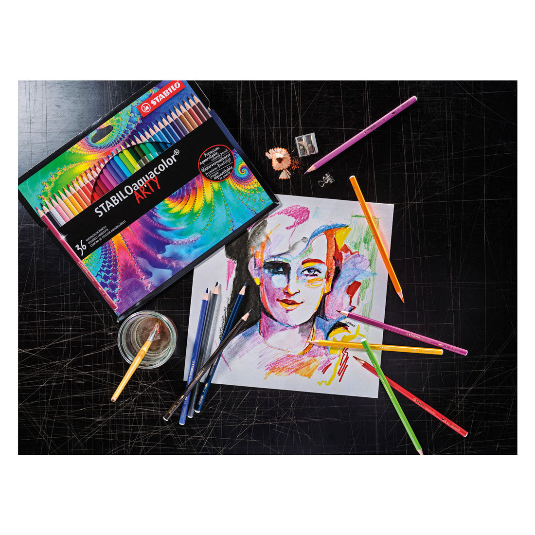 Stabilo aquacolor - lápices de colores acuarelables premium - arty - estuche con 36 colores