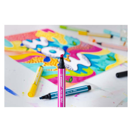 Stabilo pen 68 max - rotulador con punta gruesa de cincel - violeta jaspeado