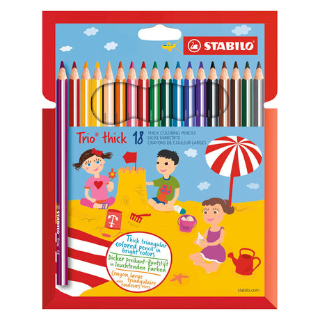 Lápices de colores Stabilo trío gruesos y ergonómicos - 18 uds.