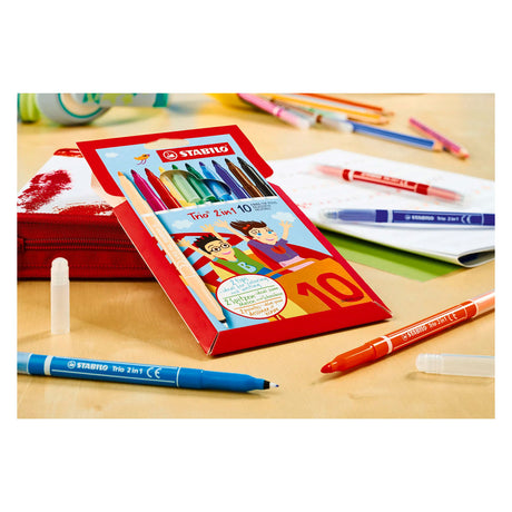Lápices de colores ergonómicos Stabilo trio 2 en 1 - 10 uds.