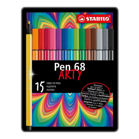 Stabilo pen 68 rotuladores artísticos en estuche metálico - 15 uds.