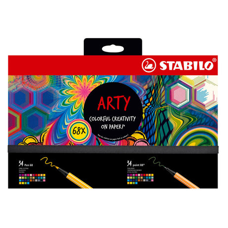 Stabilo point 88 pen 68 - arty creativo mezclado en caja de lujo - con 34 rotuladores point 88 y 34 rotuladores 68 rotuladores