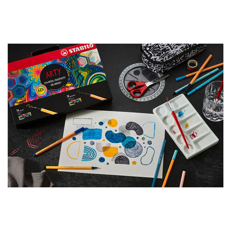 Stabilo point 88 pen 68 - arty creativo mezclado en caja de lujo - con 34 rotuladores point 88 y 34 rotuladores 68 rotuladores