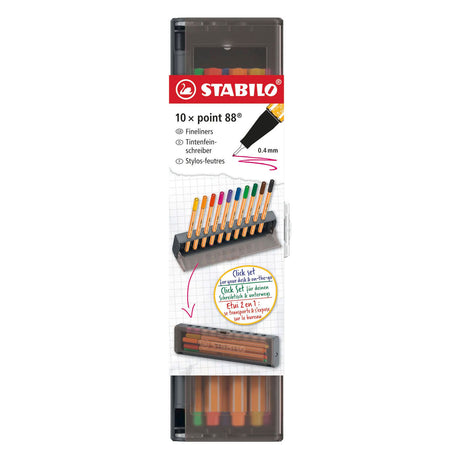 Juego de rotuladores finos Stabilo point 88 click - 10 uds.