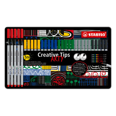 Stabilo puntas creativas bolígrafos arty colores clásicos en estuche de metal - 30 uds.