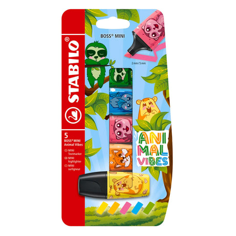 Stabilo boss mini - resaltador - animal vibes - estuche con 5 colores