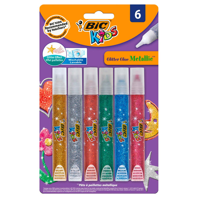 Pegamento con purpurina para niños Bic metálico, 6 uds.