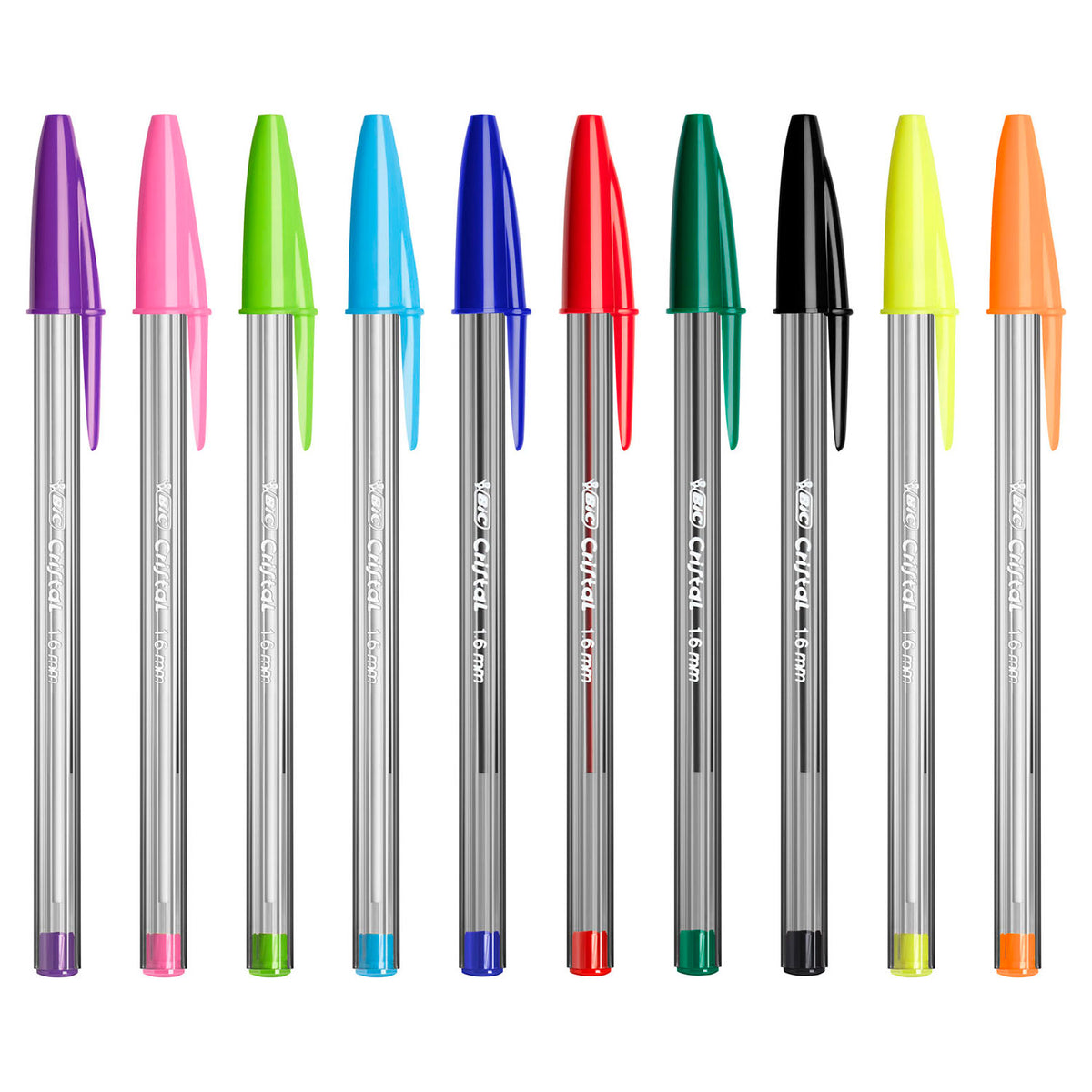 Bolígrafos Bic cristal multicolor punta ancha (1,6 mm) - diferentes colores - paquete de 15 piezas