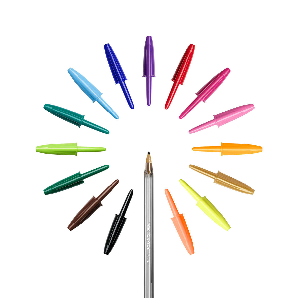 Bolígrafos Bic cristal multicolor punta ancha (1,6 mm) - diferentes colores - paquete de 15 piezas