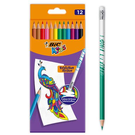 Lápices de colores borrables Bic Kids Evolution, 12 uds.