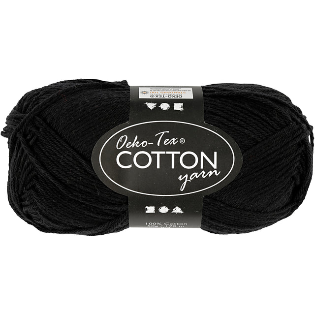 Hilo de algodón Creativ company, negro, 50gr, 170m