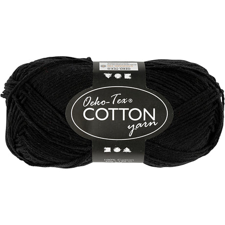 Hilo de algodón Creativ company, negro, 50gr, 170m