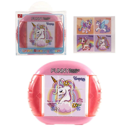 Puzzle unicornio giratorio 12cm en caja de PVC
