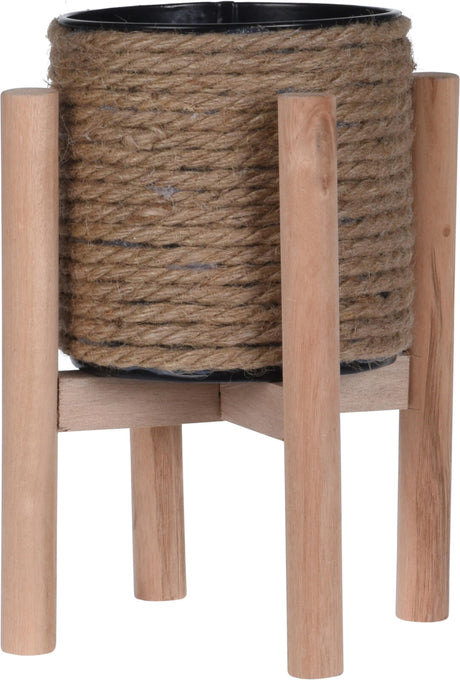 Macetero Cozydecor acabado cuerda sobre soporte 23cm