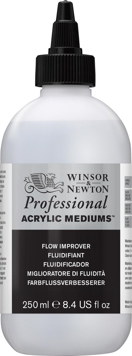 Winsor Newton 3040937 Mejorador de flujo acrílico profesional 250 ml: medio acrílico para áreas de color uniformes y mayor tiempo de procesamiento