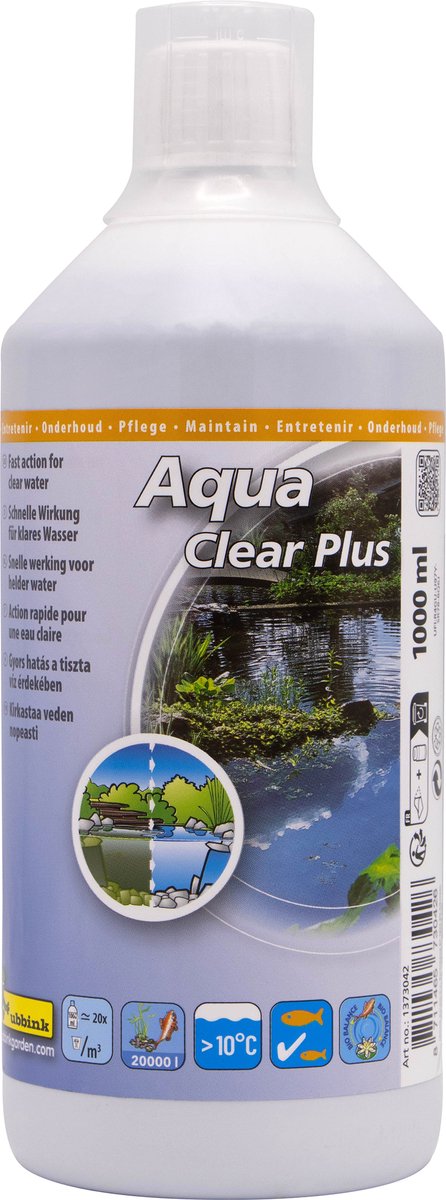 Ubbink - agente de tratamiento de agua para estanques - aqua clear plus 1000ml - mantenimiento del agua