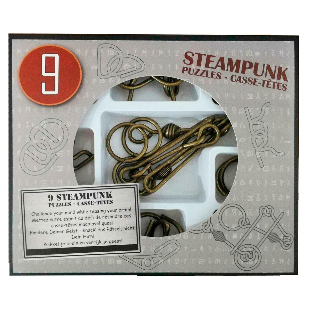 Eureka Steampunk Brain Puzzles Gray, 9st.