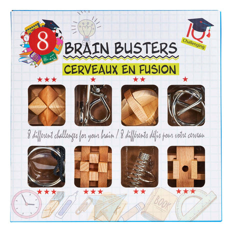 Juego de rompecabezas cerebral Eureka de madera y metal, 8 piezas.