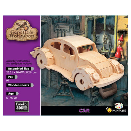Kit de construcción de madera 3d del taller de Eureka gepetto - coche