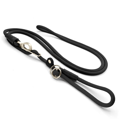 Morso Dog Leash Retrieverlijn Manos a manos libres de cuerda suave reciclada negra