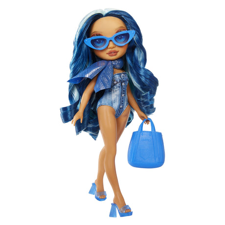 Muñeca de moda estilo Rainbow High Swim - 28 cm - skyler (azul)