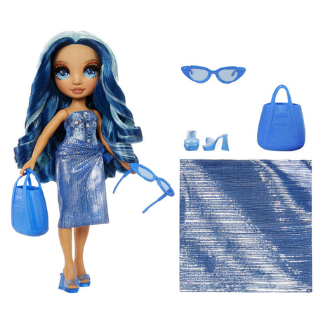 Muñeca de moda estilo Rainbow High Swim - 28 cm - skyler (azul)