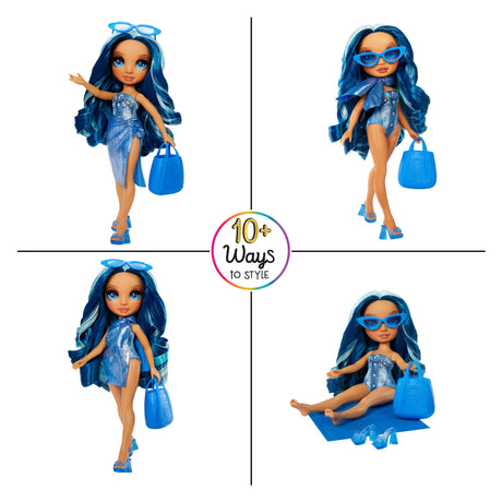 Muñeca de moda estilo Rainbow High Swim - 28 cm - skyler (azul)