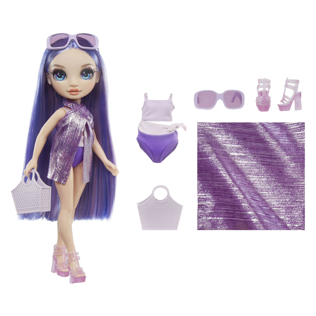 Muñeca de moda Rainbow High Swim Style - 28 cm - violeta (púrpura)