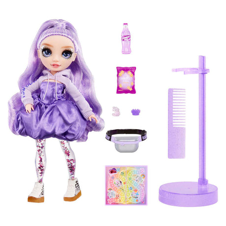 Muñeca de moda Rainbow con mucho brillo y brillo - viola