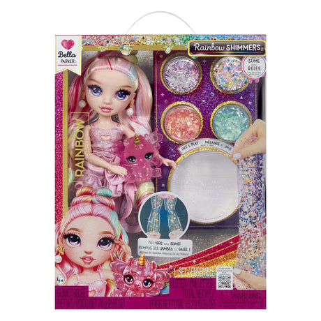 Rainbow high brilla con muñeca de moda slime - bella (rosa)