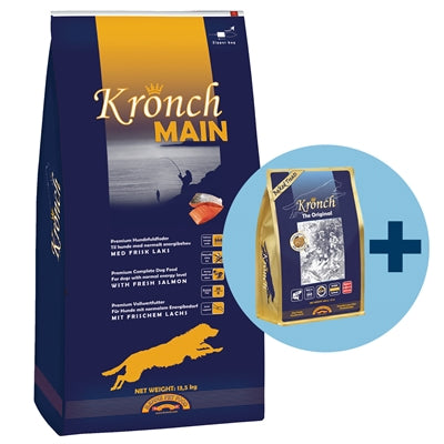 Kronch Main senior con snacks kronch 100% salmón gratis