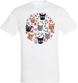 camiseta hola verano gatos blanca