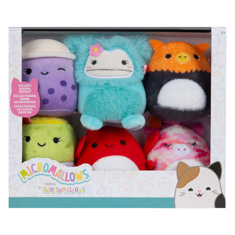 Micromalvaviscos de peluche de Squishmallows: myrnam henley, carlos, anjara, joelle, poplina, paquete de 6