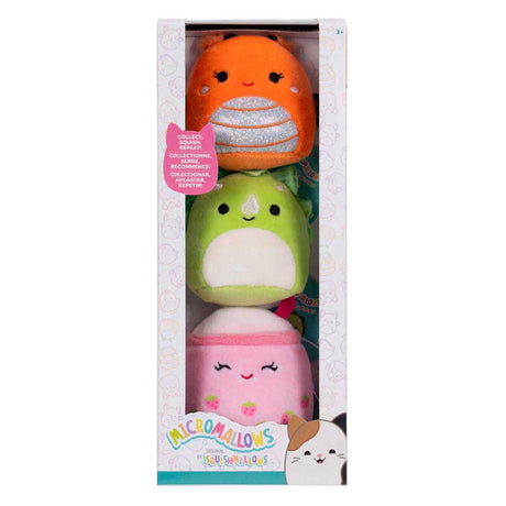 Peluche Squishmallows - micromallows mony, tristan, victoria - 3 piezas.