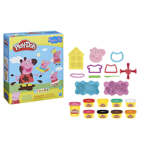 Play-doh juego de peppa pig para peinar - plastilina - incluye 9 macetas