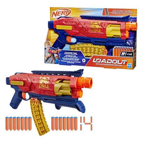 Lanzador de reconocimiento de velocidad de sombra de carga Nerf con 14 dardos n1
